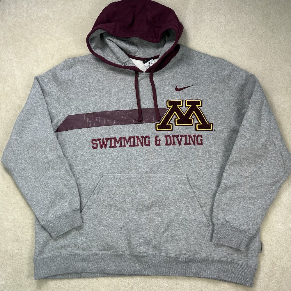 Nike Minnesota Golden Gophers Pullover Hoodie Sweatshirt Gray XL Chenille Patch